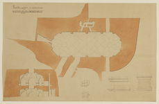 216180 Plattegrond en dwarsdoorsnede van het zuidwestelijke bastion van het voormalige kasteel Vredenburg te Utrecht, ...